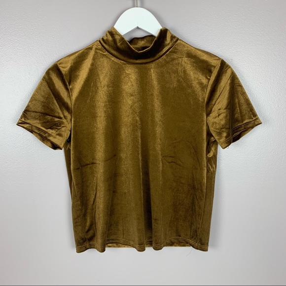 Zara Tops - Zara Velour Mock Neck Crop Top Medium